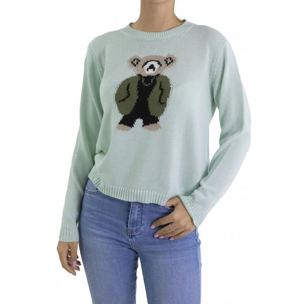 Maglia girocollo con orsacchiotto